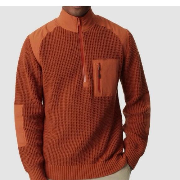 Bass Outdoor Men’s Orange Quarter Zip Long Sleeve Pullover Sweater Size XXl - Picture 1 of 8